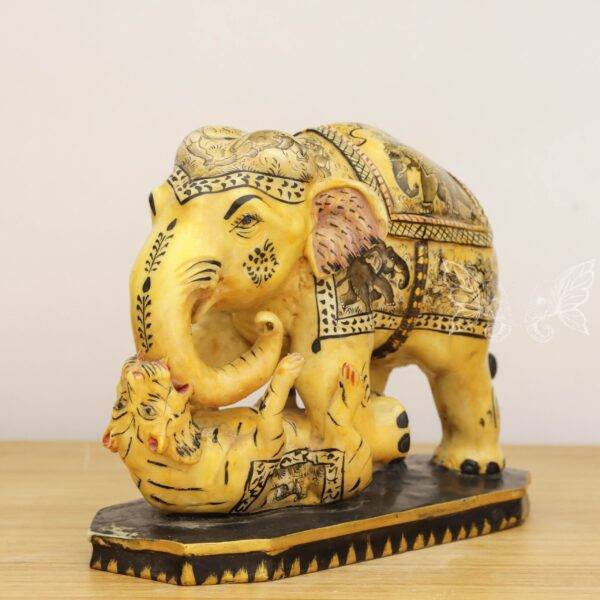 Hand Painted Shikar Scene Elephant