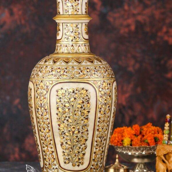 Hand-Painted Marble Gold Work Vase