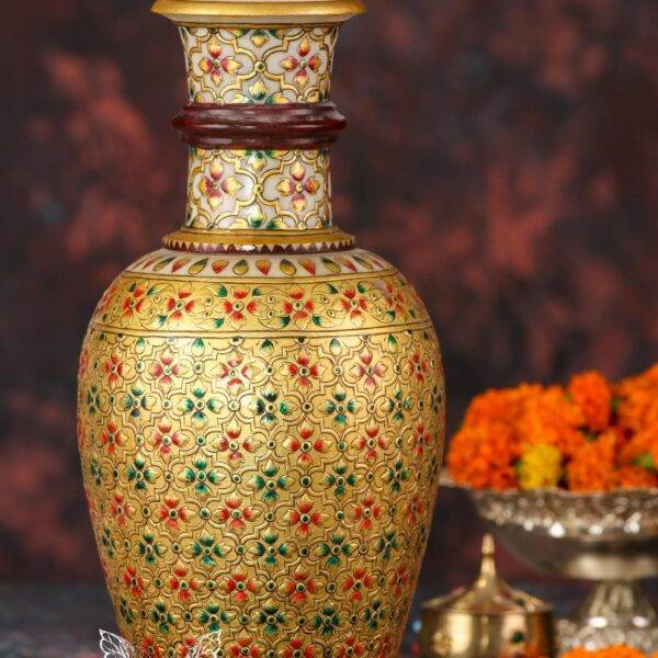 Hand-Painted Marble Gold Work Vase