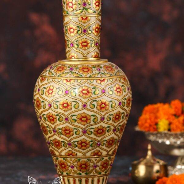 Hand-Painted Marble Gold Work Vase