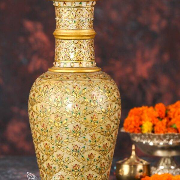 Hand-Painted Marble Gold Work Vase