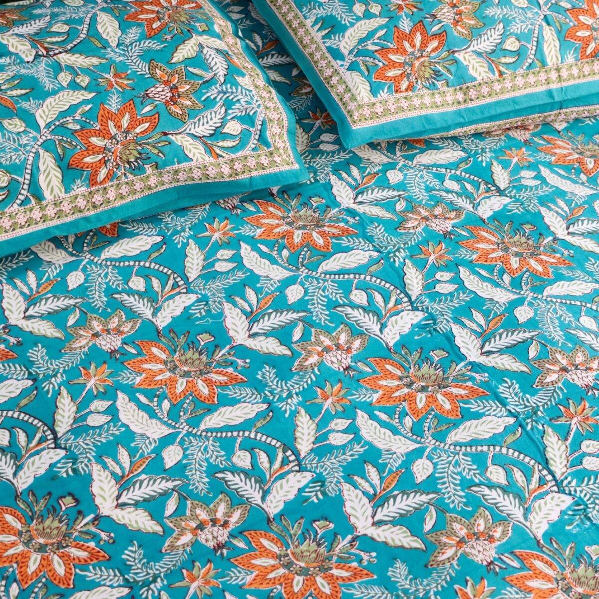 quilts cotton blue and orange