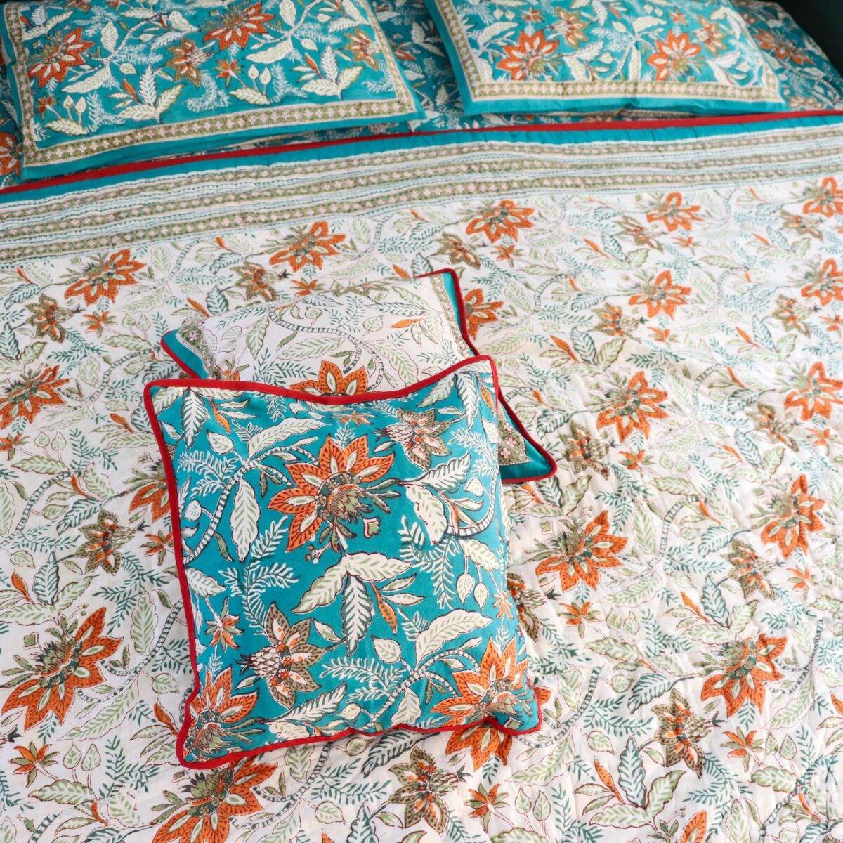 quilts cotton blue and orange 5