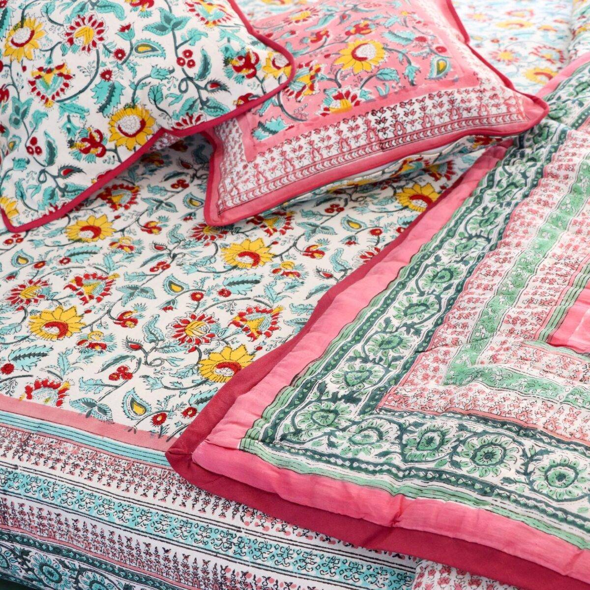 quilts cotton pink and white 4
