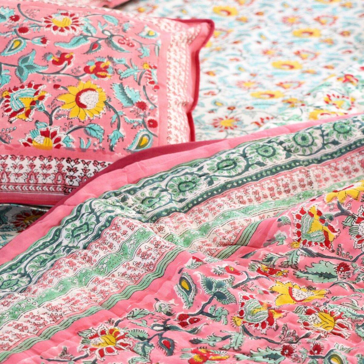 quilts cotton pink and white 5