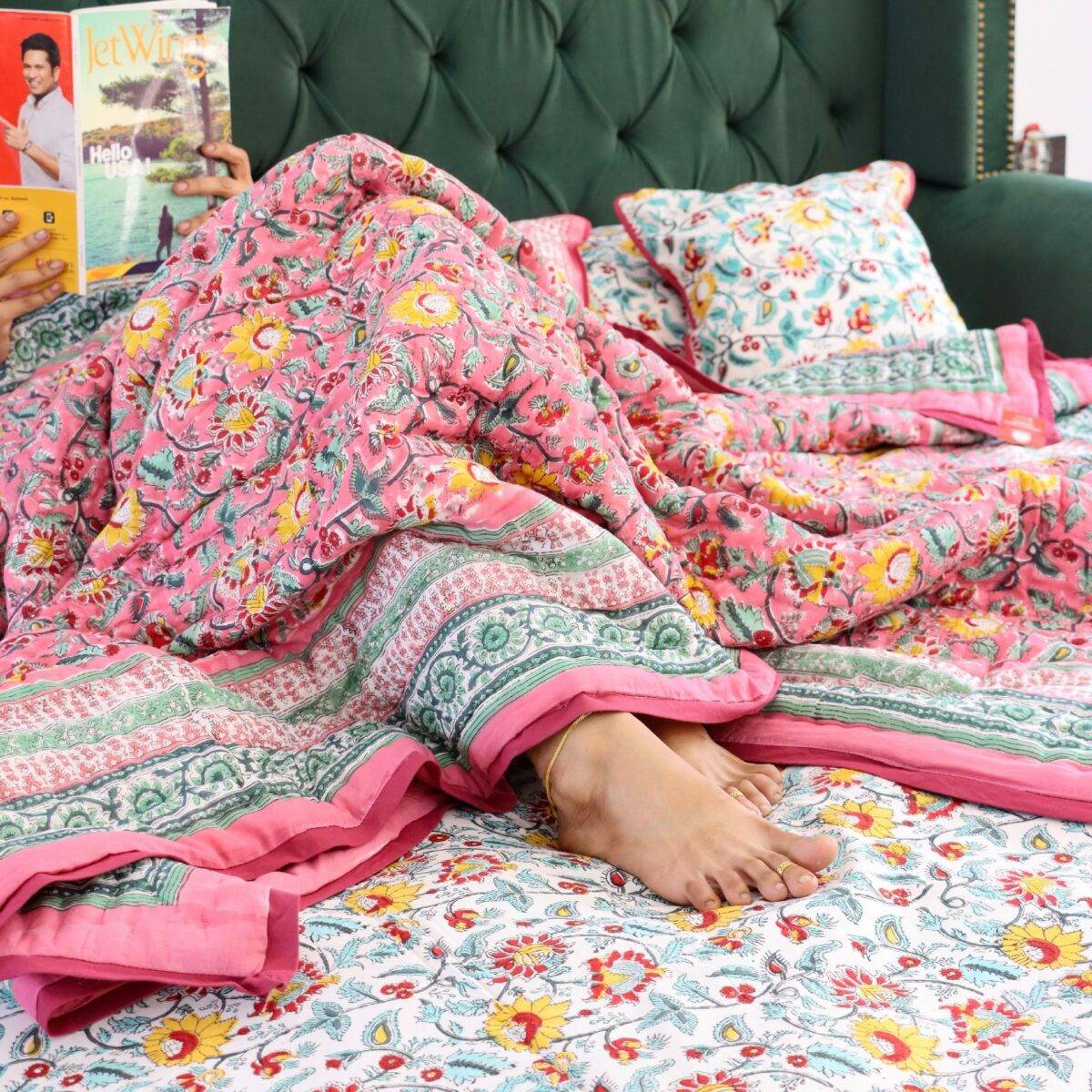 quilts cotton pink and white 8