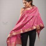 Handloom Banarasi Silk Scarf with Zari Motif Work