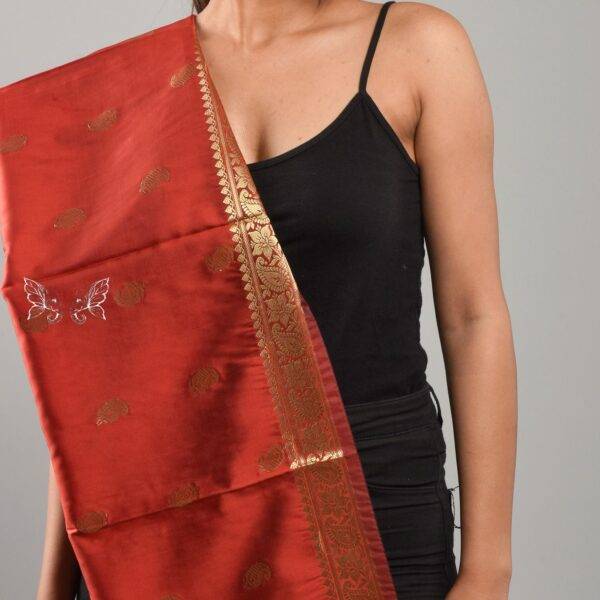 Handloom Banarasi Silk Scarf with Zari Motif Work