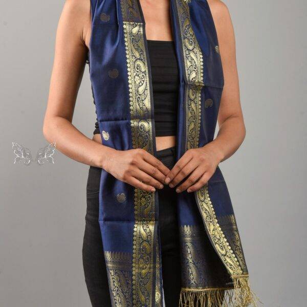 Handloom Banarasi Silk Scarf with Zari Motif Work