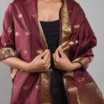 Handloom Banarasi Silk Scarf with Zari Motif Work