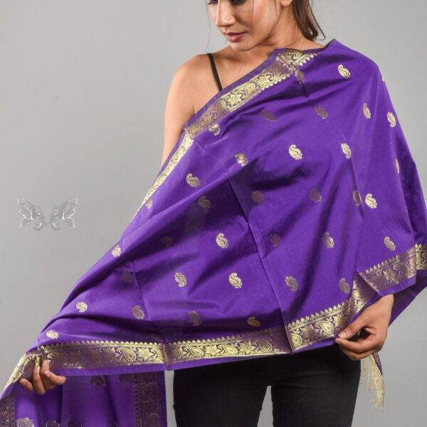 Handloom Banarasi Silk Scarf with Zari Motif Work