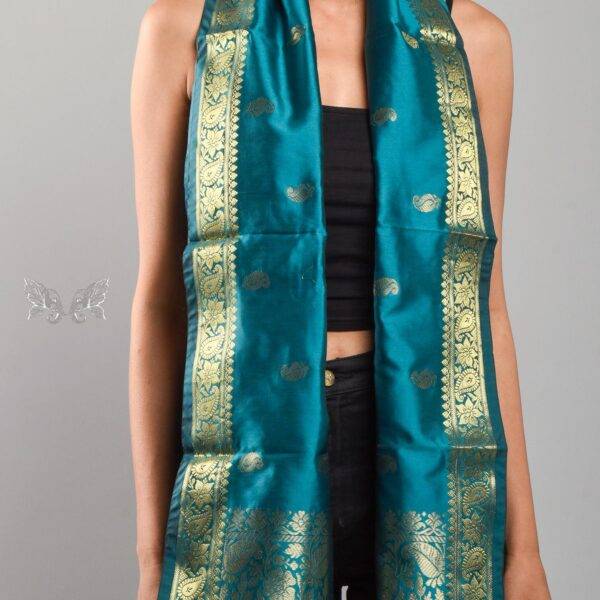 Handloom Banarasi Silk Scarf with Zari Motif Work