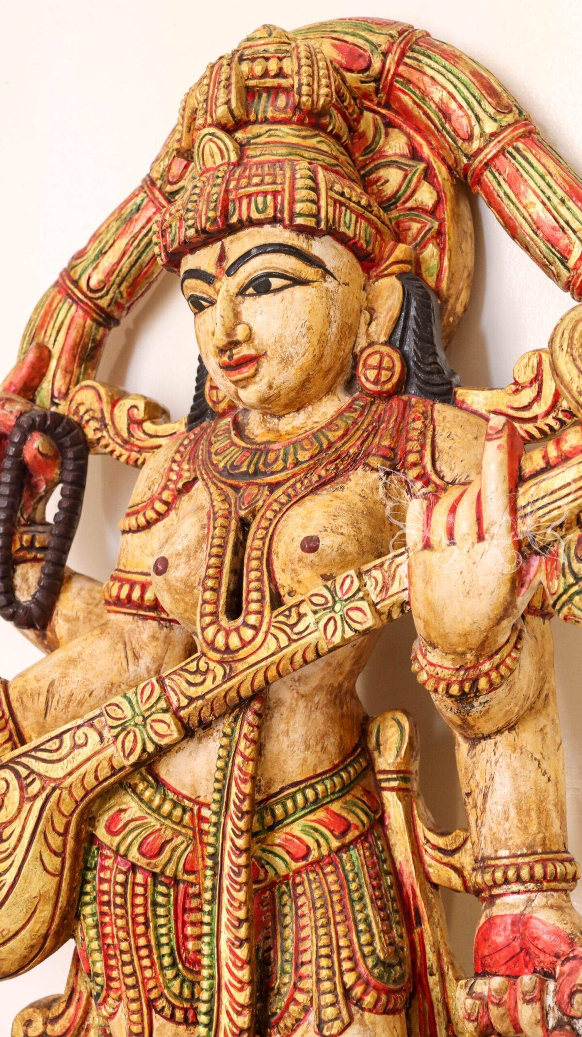 wood carving Saraswati 1995 scaled 1