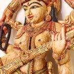 Discover Divine Wisdom with Wood Carving White Saraswati Statue.