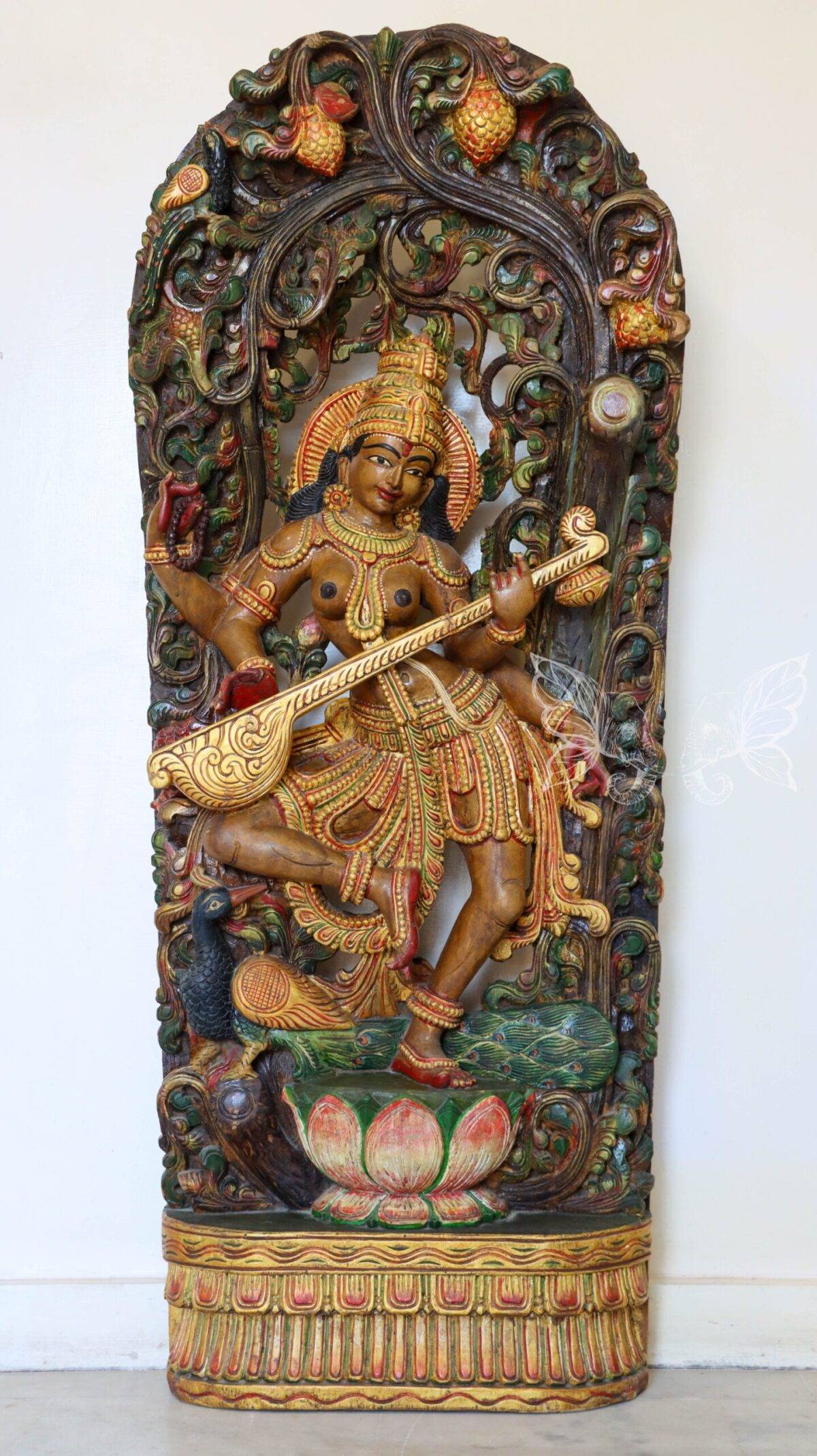 wood carving Saraswati woodcolor 1460 scaled 1