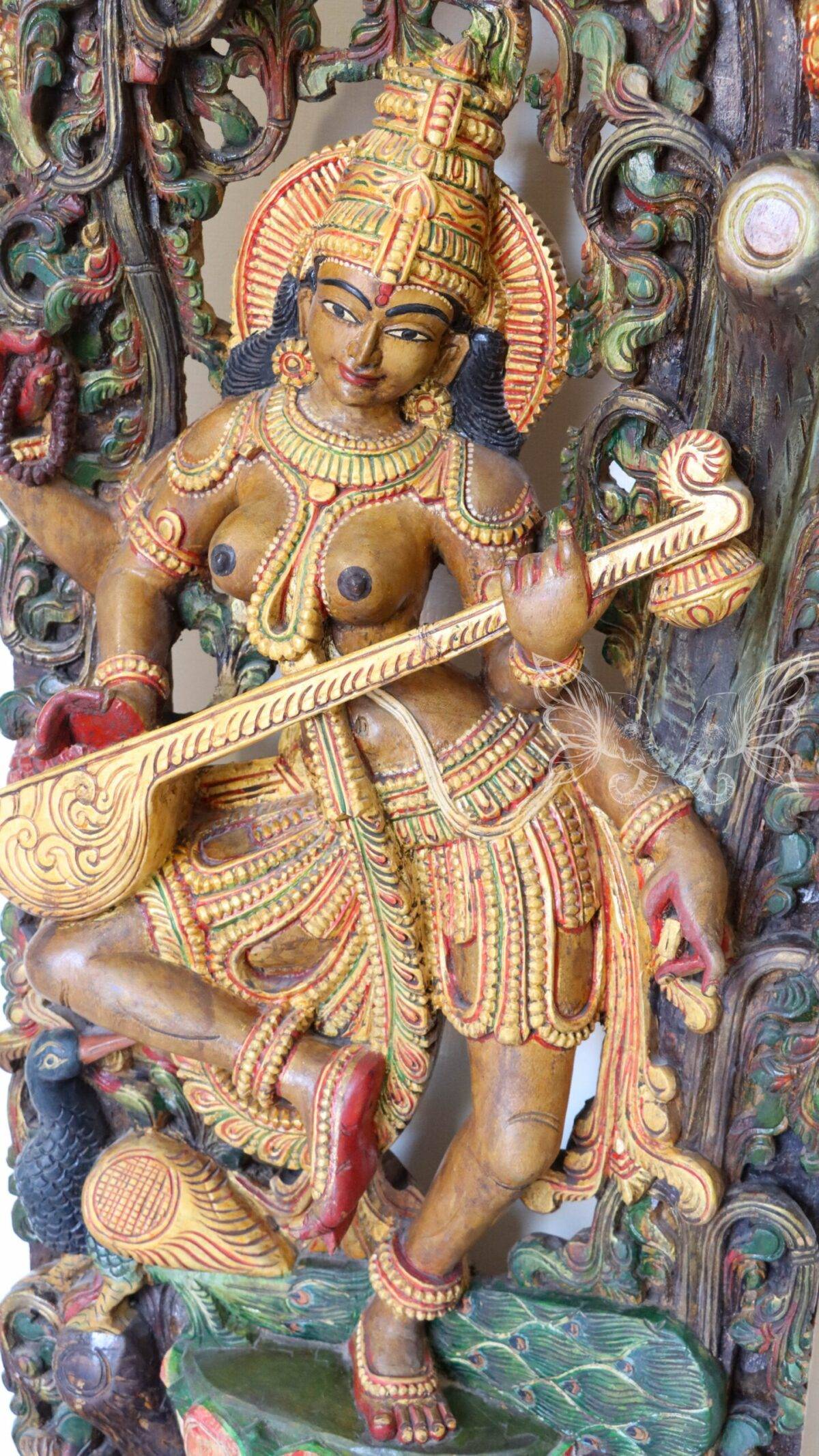 wood carving Saraswati woodcolor 1468 scaled 1