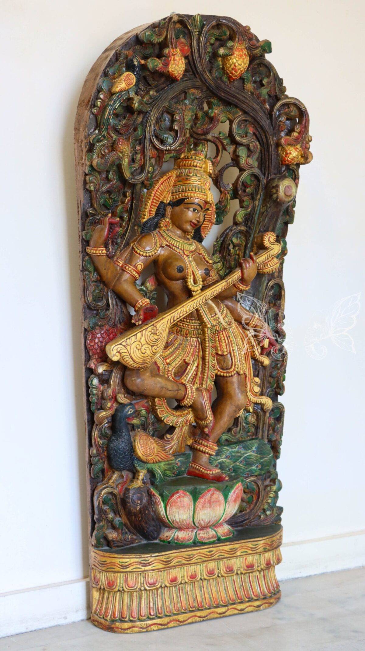 wood carving Saraswati woodcolor 1471 scaled 1