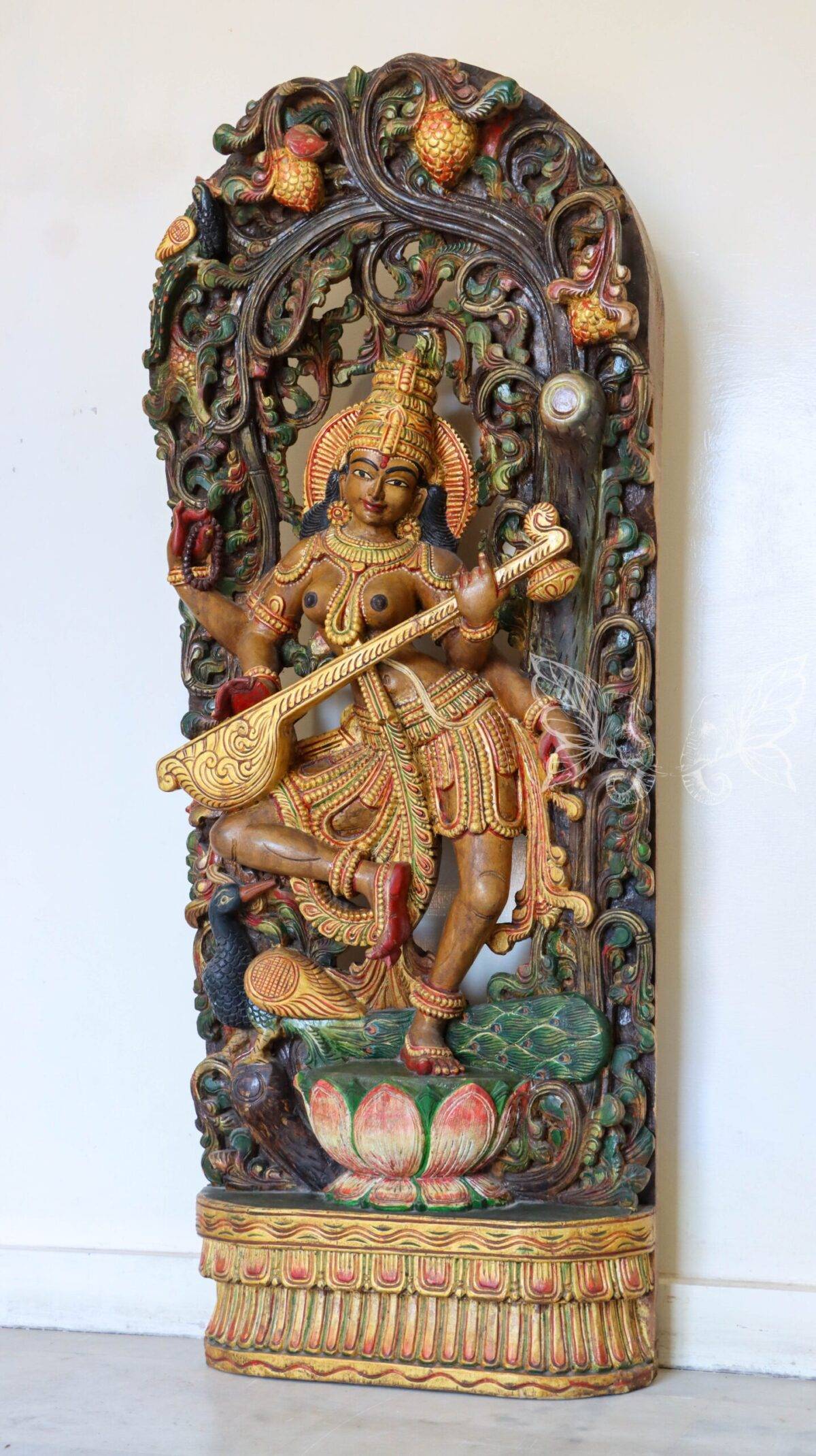 wood carving Saraswati woodcolor 1472 scaled 1