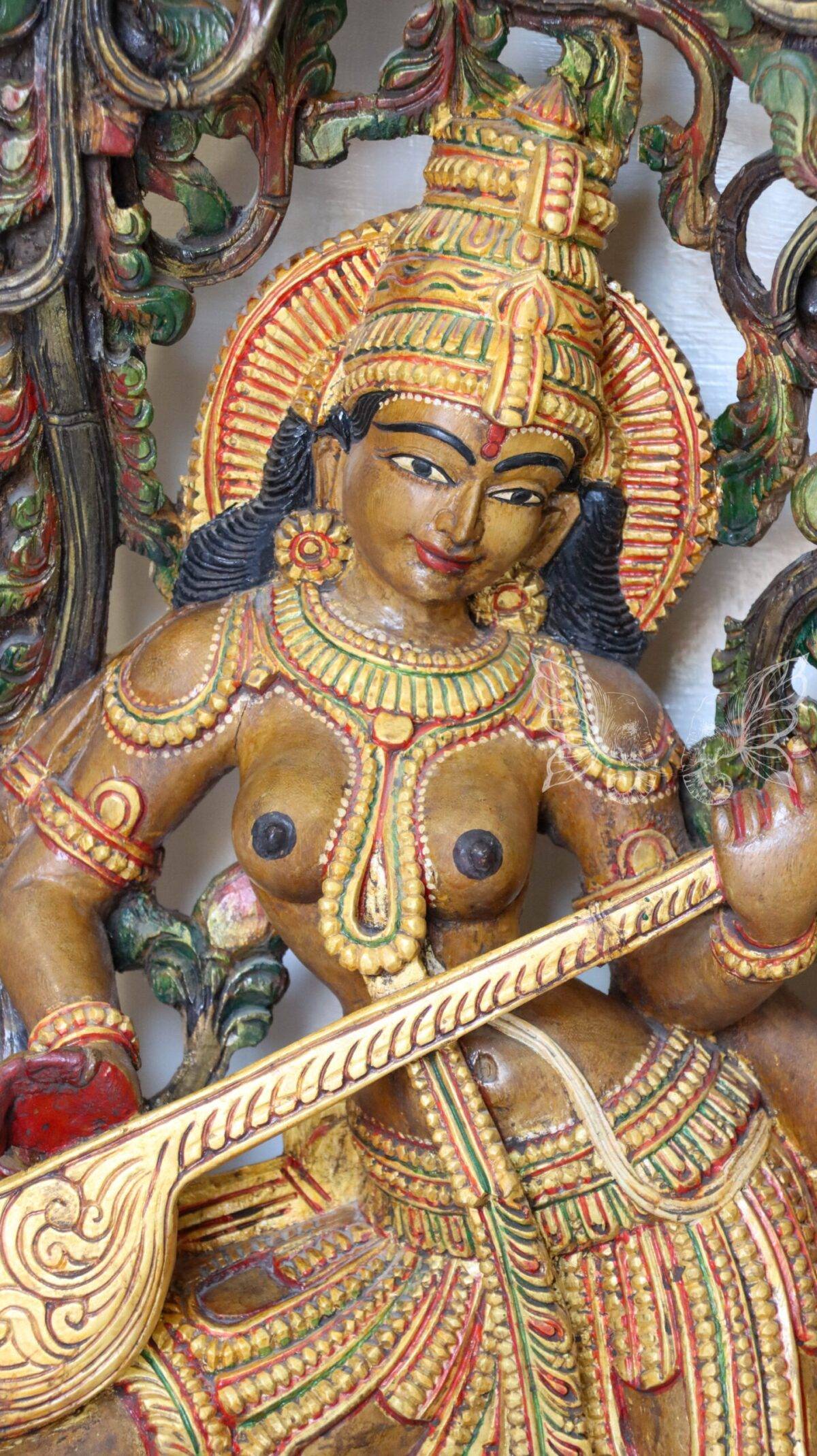 wood carving Saraswati woodcolor 1475 scaled 1
