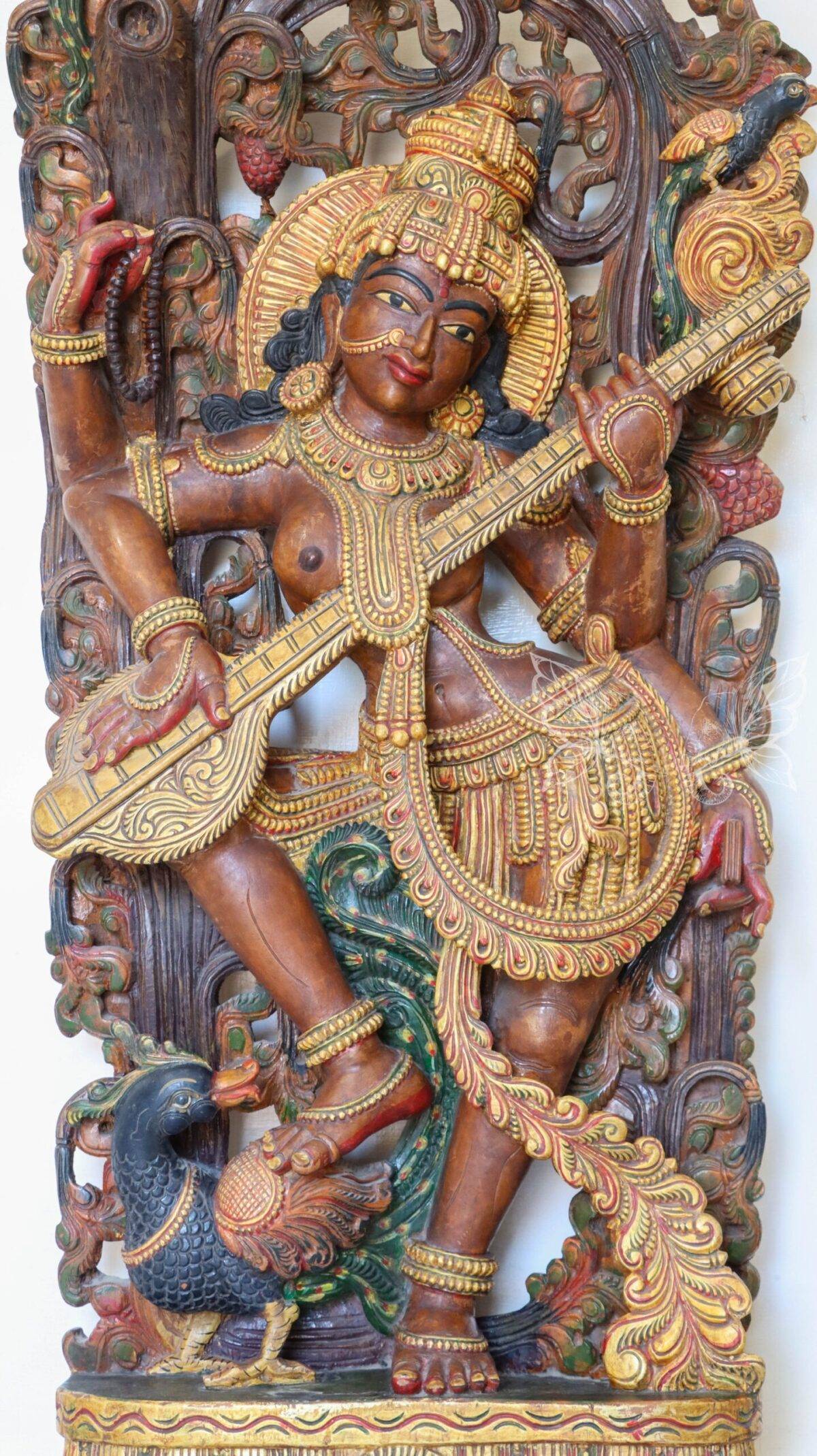 wood carving Saraswati woodcolor 1534 scaled 1