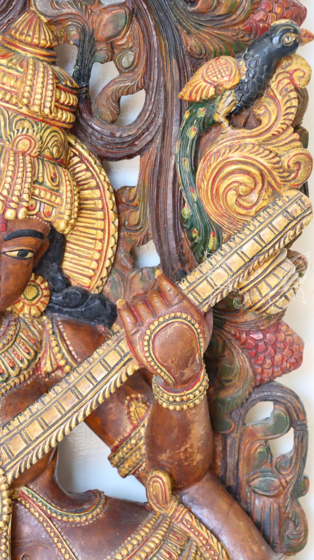 wood carving Saraswati woodcolor 1535 scaled 1