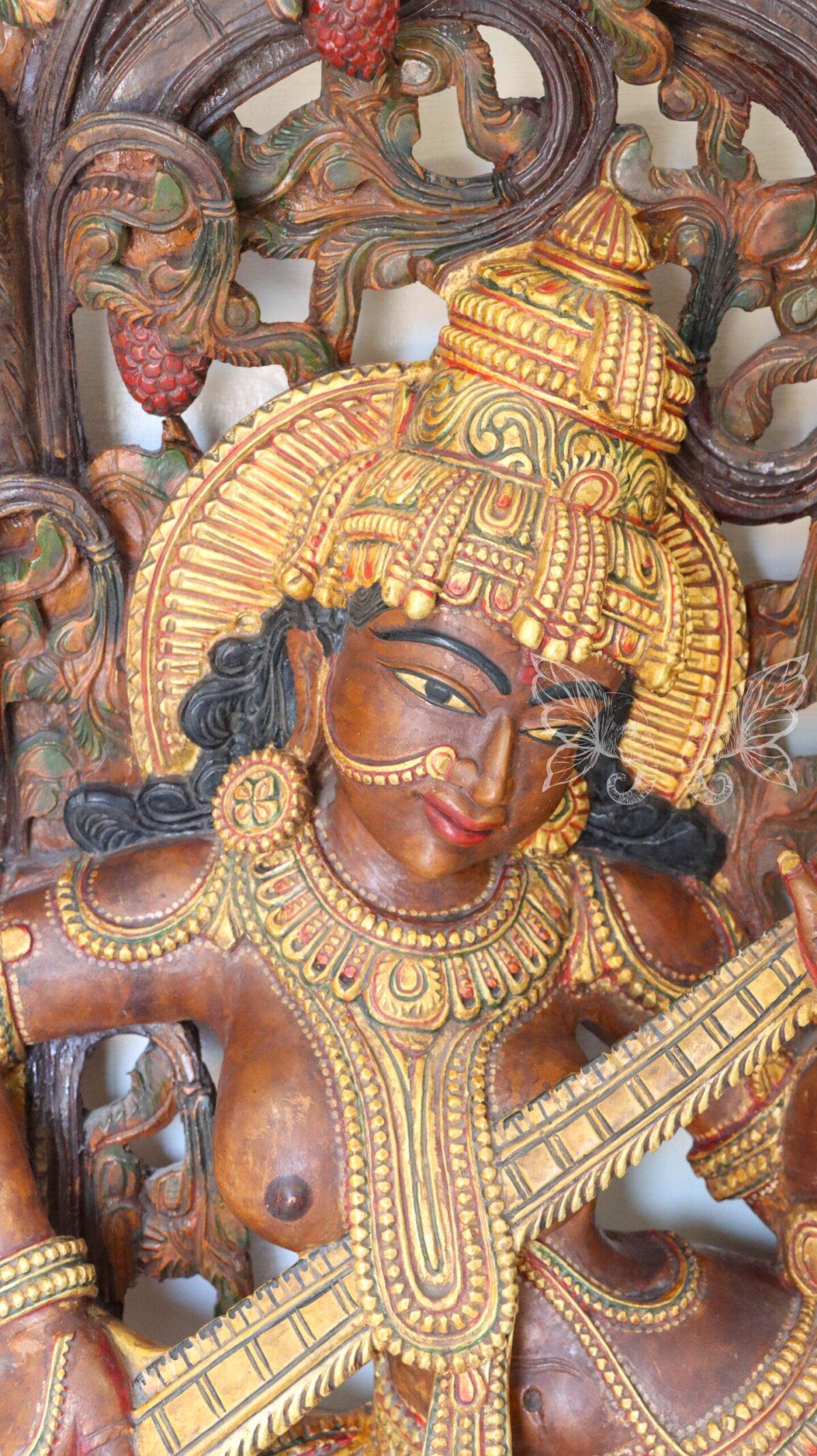 wood carving Saraswati woodcolor 1540 scaled 1