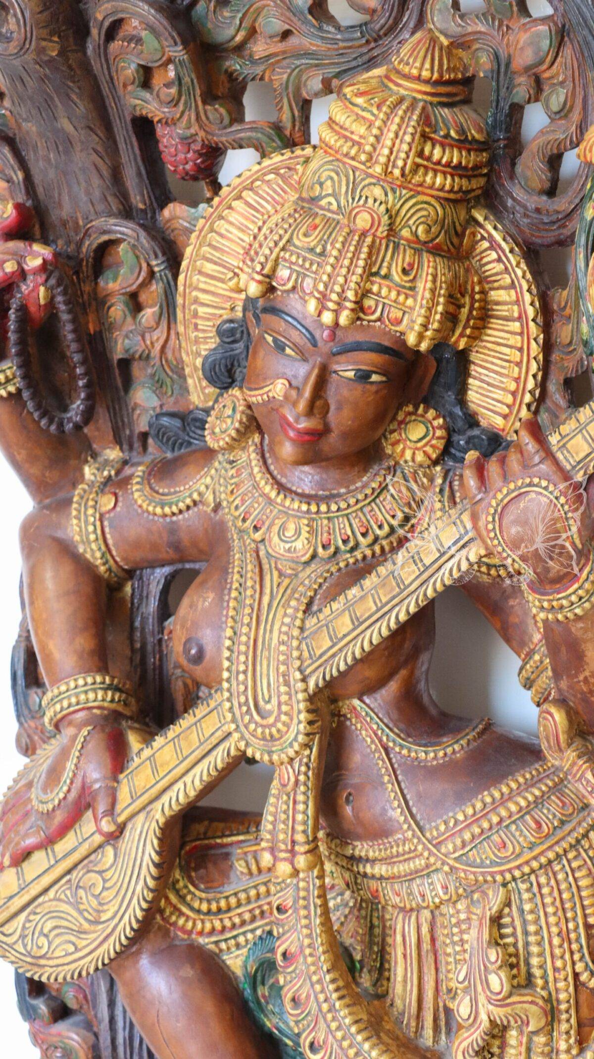 wood carving Saraswati woodcolor 1542 scaled 1