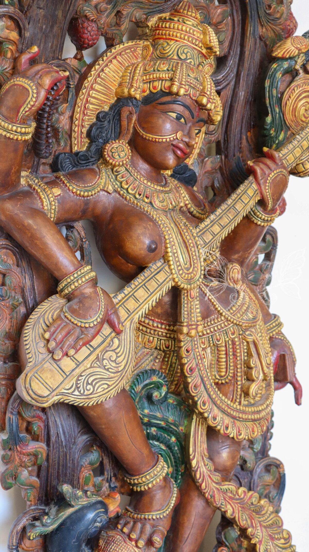 wood carving Saraswati woodcolor 1545 scaled 1