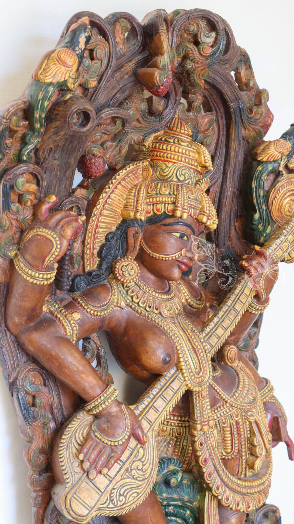 wood carving Saraswati woodcolor 1548 scaled 1