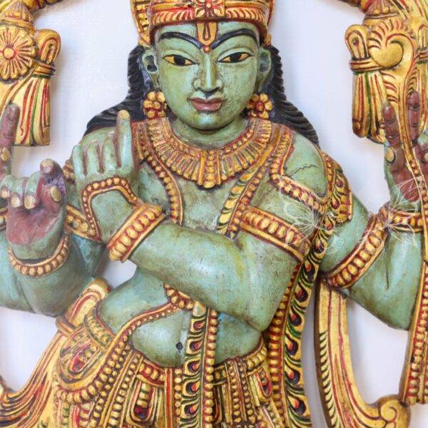 Discover Divine Bliss with our Blue Venugopal Krishna Statue | Artistic Wood Carving