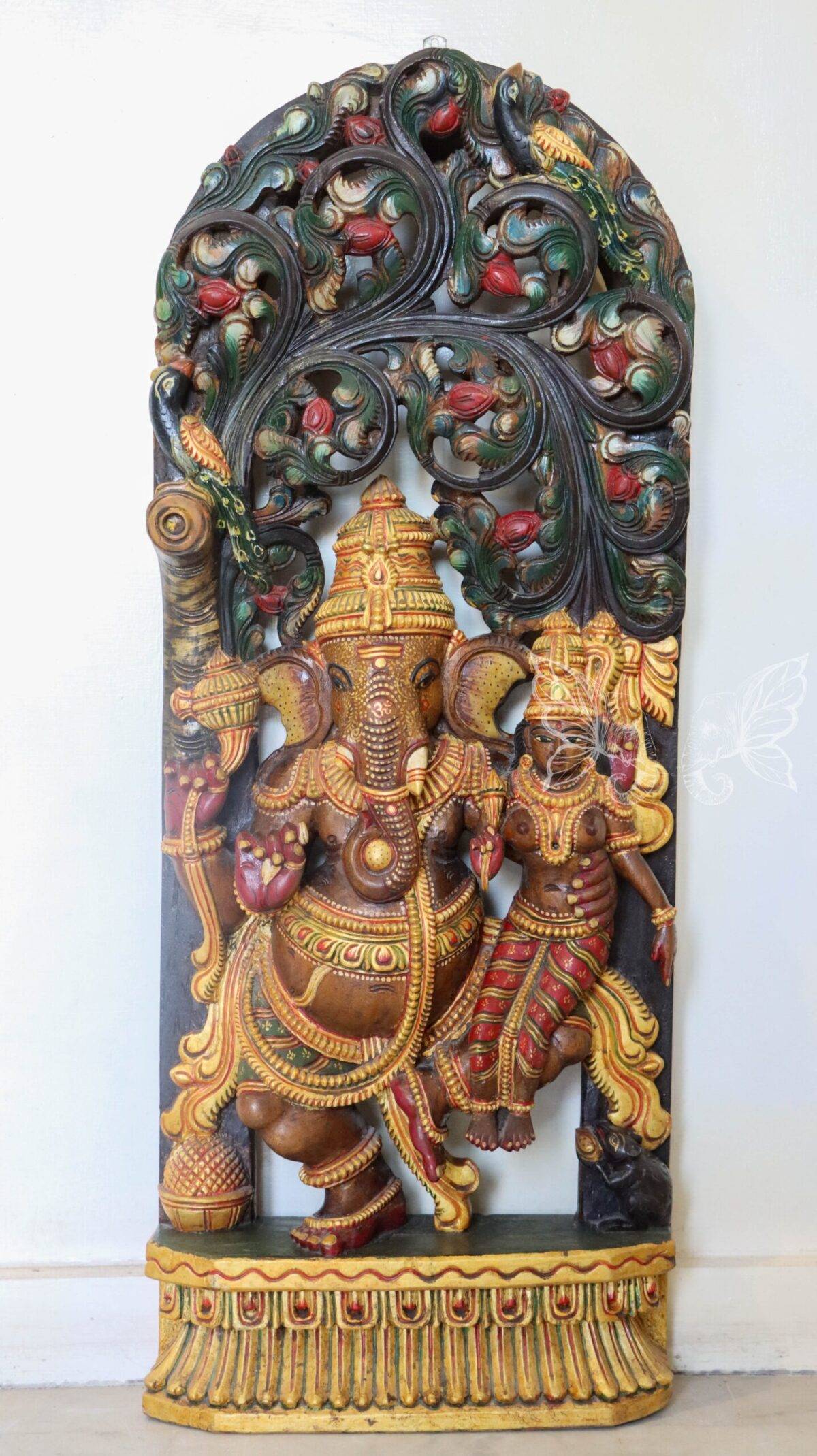 wood carving ganesh and ridhi sidhhi 1685 scaled 1
