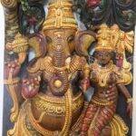 Evoke Prosperity with Wood Carving Ridhi Sidhi Ganesh Statue | Artisan Crafted