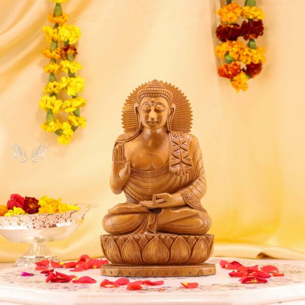 11-Inch Buddha Wood Carving – Handcrafted Serenity