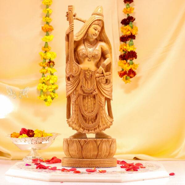 19-Inch Meera Sitar Wood Carving – Handcrafted Elegance