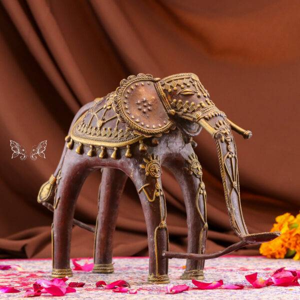 Handcrafted Dhokra Brass Tribal Elephant – Timeless Indian Art with Candle Stand
