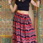 Ajrakh Print Skirt – 4-Meter Flare Red & Black | Tribal Elegance