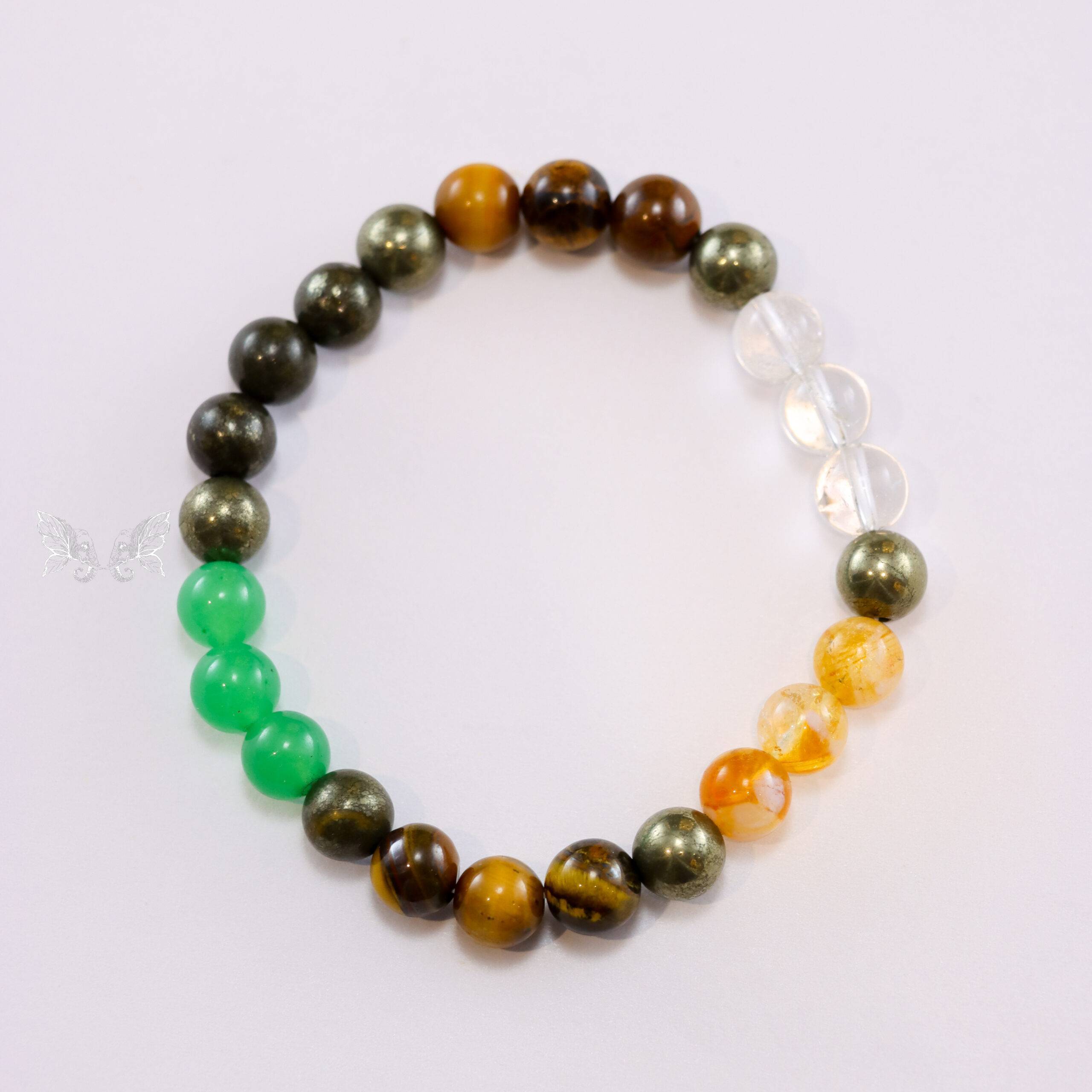 healing bracelets money magnet (1) Pyrite, Citrine, Tiger’s Eye & Clear Quartz