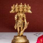 Brass Standing Panchmukhi Hanuman Idol - 5 Inch