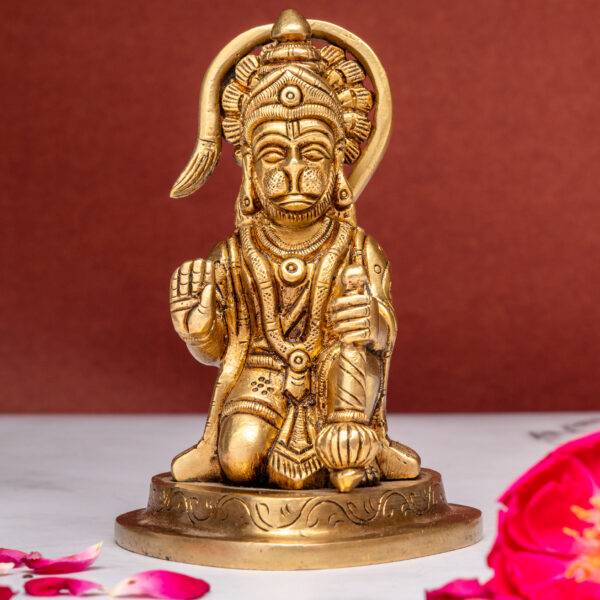 Handcrafted Sitting Hanuman Brass Idol – Symbol of Devotion, Strength & Serenity