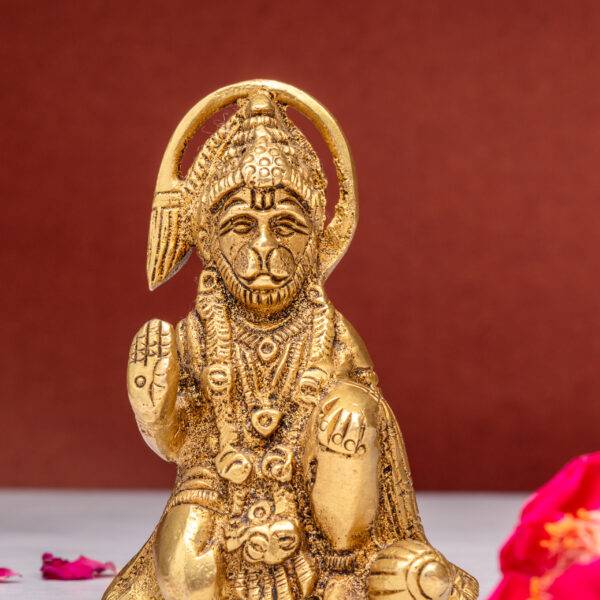 Handcrafted Sitting Hanuman Brass Idol – Symbol of Devotion, Strength & Serenity