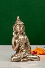 Brass Silver Coated Superfine Buddha Statue - Abhaya Mudra - 3 Inch - Image 4