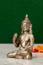 Brass Silver Coated Superfine Buddha Statue - Abhaya Mudra - 3 Inch - Image 2
