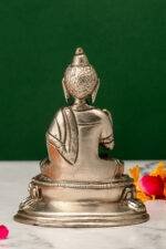 Brass Silver Coated Superfine Buddha Statue - Abhaya Mudra - 4 Inch - Image 3