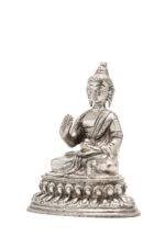 Brass Silver Coated Superfine Buddha Statue - Abhaya Mudra - 4 Inch - Image 7