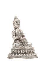 Brass Silver Coated Superfine Buddha Statue - Abhaya Mudra - 4 Inch - Image 6