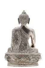 Brass Silver Coated Superfine Buddha Statue - Abhaya Mudra - Detailed Carved - 9 Inch - Image 5