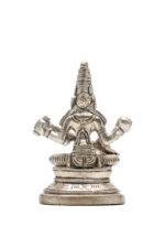 Brass Silver Coated Ganesh Laxmi Saraswati Idols - Detailed Carving - 3.15 Inch - Image 24