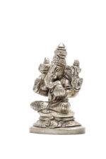 Brass Silver Coated Ganesh Laxmi Saraswati Idols - Detailed Carving - 3.15 Inch - Image 22