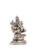 Brass Silver Coated Ganesh Laxmi Saraswati Idols - Detailed Carving - 3.15 Inch - Image 21