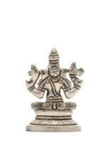 Brass Silver Coated Ganesh Laxmi Saraswati Idols - Detailed Carving - 3.15 Inch - Image 20